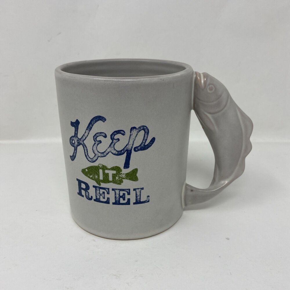 Hallmark Life is Good Keep It Reel Fisherman Stoneware Father’s Mug Fish Handle